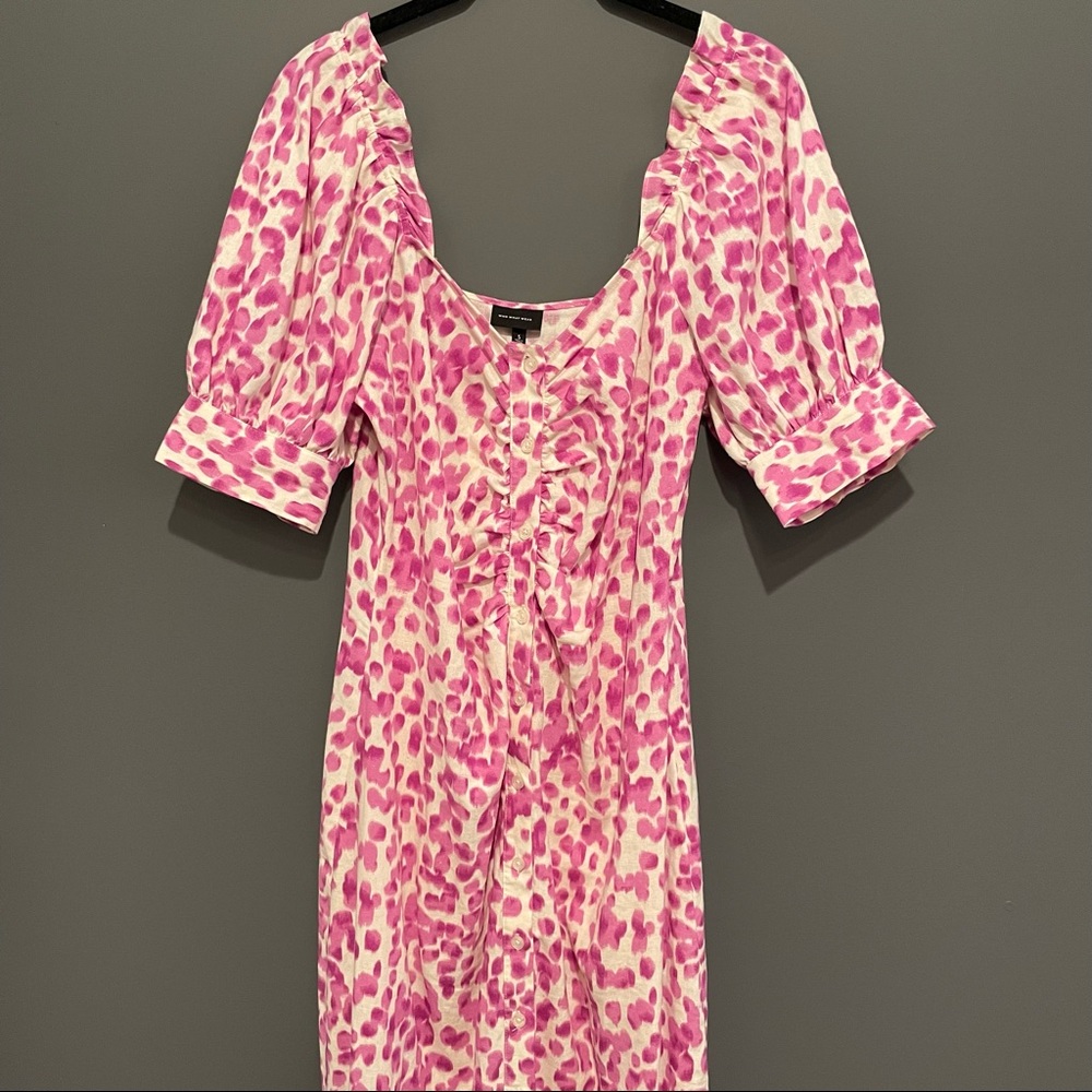 Who What Wear Linen Blend Leopard Midi Dress Size Small - Picture 2 of 13